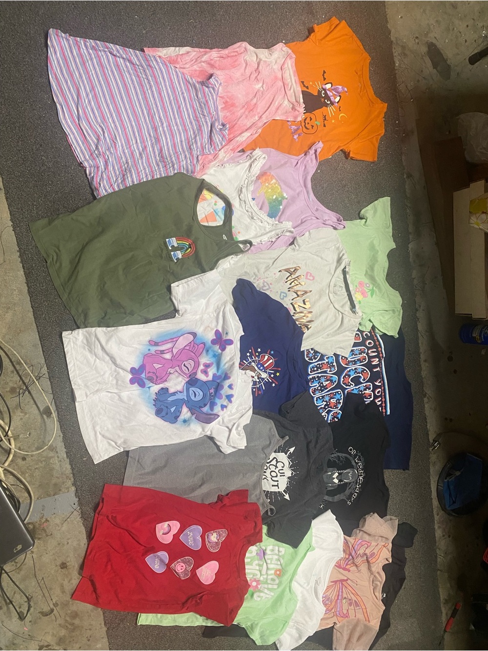Kids Multi-Color Graphic T-Shirt Lot - Assorted Girls' Tops